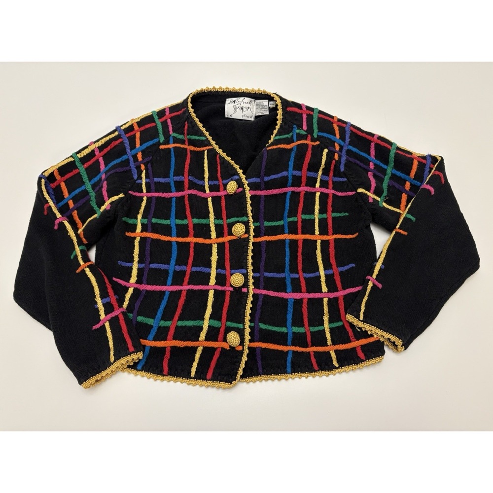 VTG Michael Simon Parities Knitted Colorful Cardigan SZ M